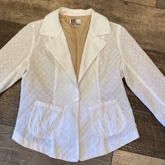 Kut from the Kloth Eyelet White  Blazer L - Picture 3 of 10